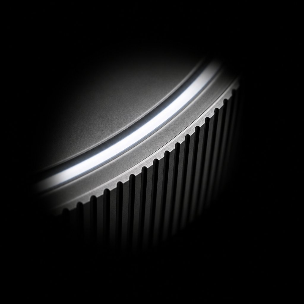 Macro detail of the precision-milled knurled edge