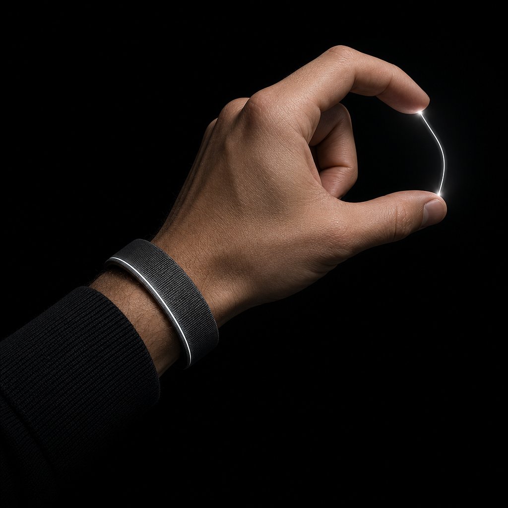 ntrct Band — a clean minimal wristband that reads finger movement
